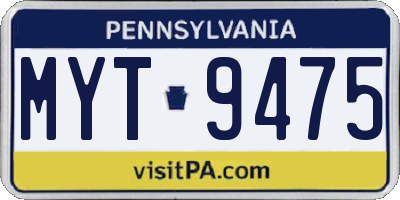 PA license plate MYT9475