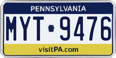 PA license plate MYT9476