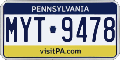 PA license plate MYT9478