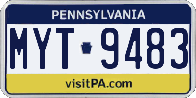 PA license plate MYT9483