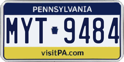PA license plate MYT9484