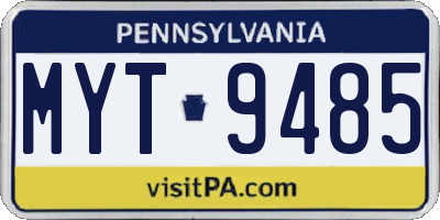 PA license plate MYT9485