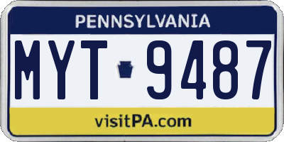 PA license plate MYT9487