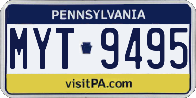 PA license plate MYT9495