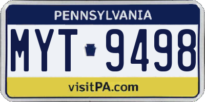 PA license plate MYT9498