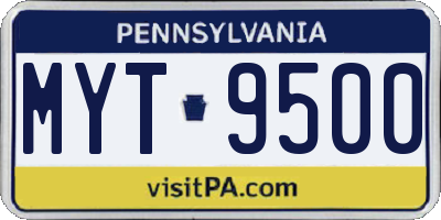 PA license plate MYT9500