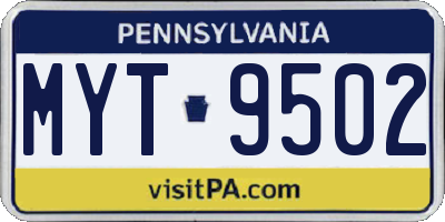 PA license plate MYT9502