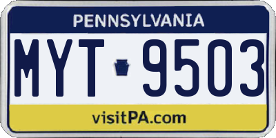 PA license plate MYT9503
