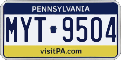 PA license plate MYT9504