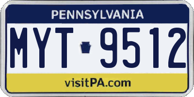 PA license plate MYT9512