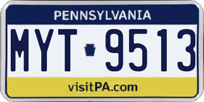 PA license plate MYT9513