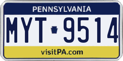PA license plate MYT9514