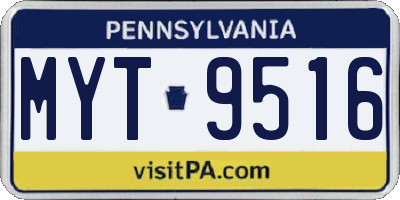 PA license plate MYT9516