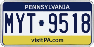 PA license plate MYT9518