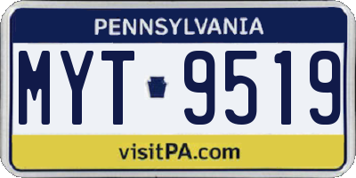 PA license plate MYT9519