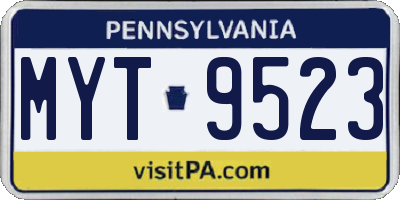 PA license plate MYT9523