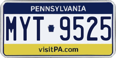 PA license plate MYT9525