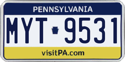 PA license plate MYT9531