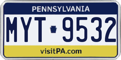 PA license plate MYT9532
