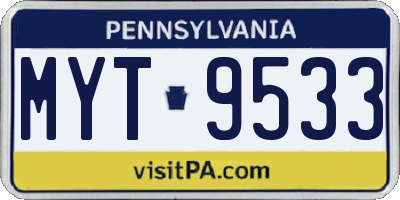 PA license plate MYT9533