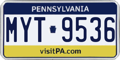 PA license plate MYT9536