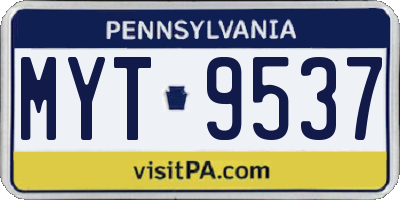 PA license plate MYT9537