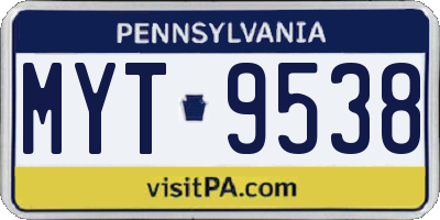 PA license plate MYT9538
