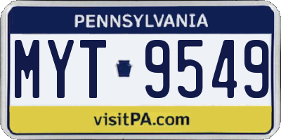 PA license plate MYT9549