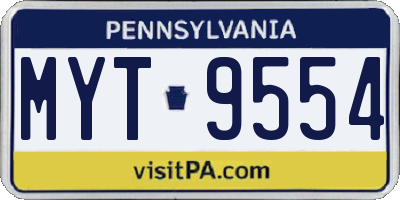 PA license plate MYT9554