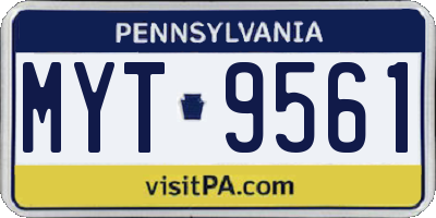 PA license plate MYT9561