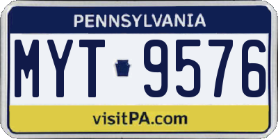PA license plate MYT9576