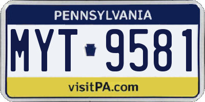 PA license plate MYT9581