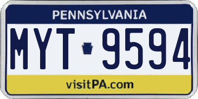 PA license plate MYT9594