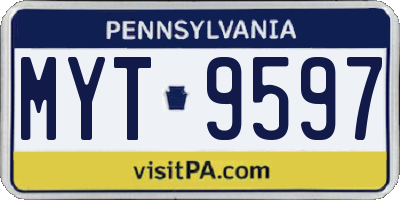 PA license plate MYT9597