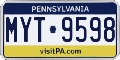PA license plate MYT9598