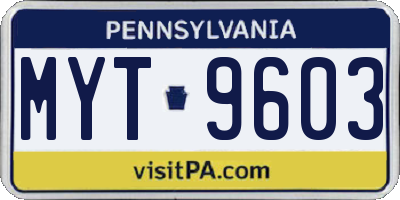PA license plate MYT9603