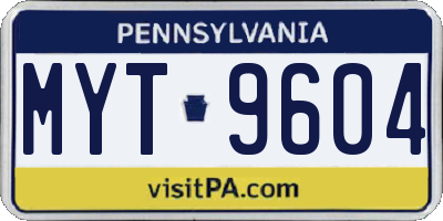 PA license plate MYT9604