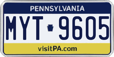 PA license plate MYT9605
