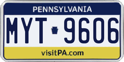 PA license plate MYT9606