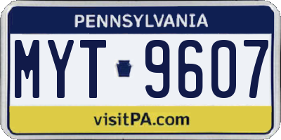 PA license plate MYT9607