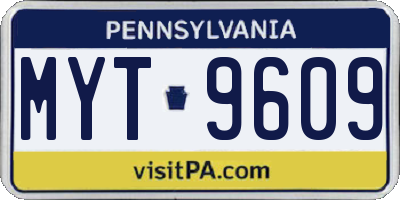 PA license plate MYT9609