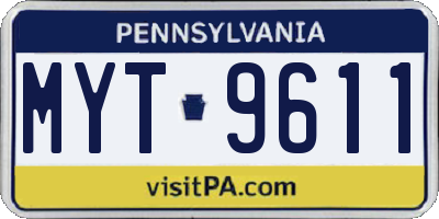 PA license plate MYT9611