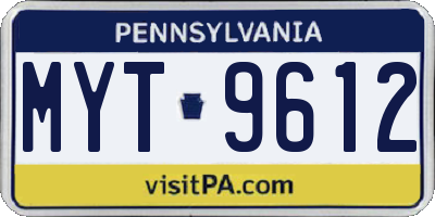 PA license plate MYT9612