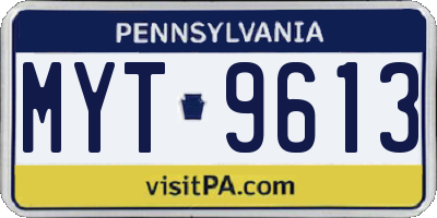 PA license plate MYT9613