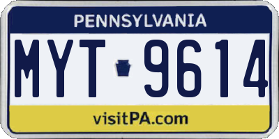 PA license plate MYT9614