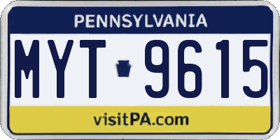 PA license plate MYT9615