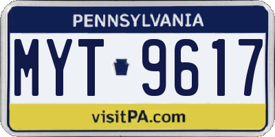 PA license plate MYT9617