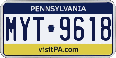 PA license plate MYT9618
