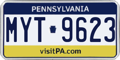 PA license plate MYT9623