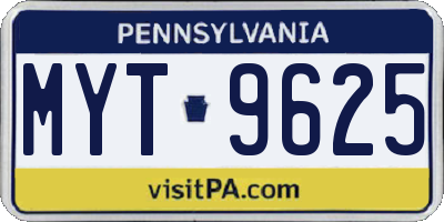 PA license plate MYT9625